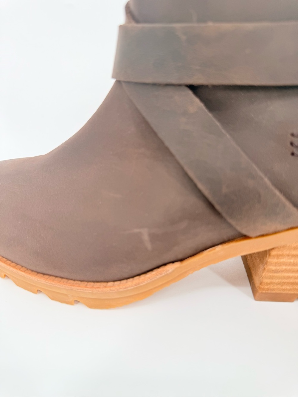 SOREL Cate Buckle Brown Leather Ankle Boots Gorpcore Rustic Moto Granola 8.5 - Picture 12 of 14